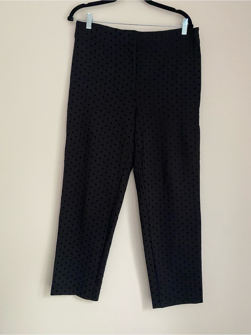 Ann Taylor black velvet polka dot pants size 12